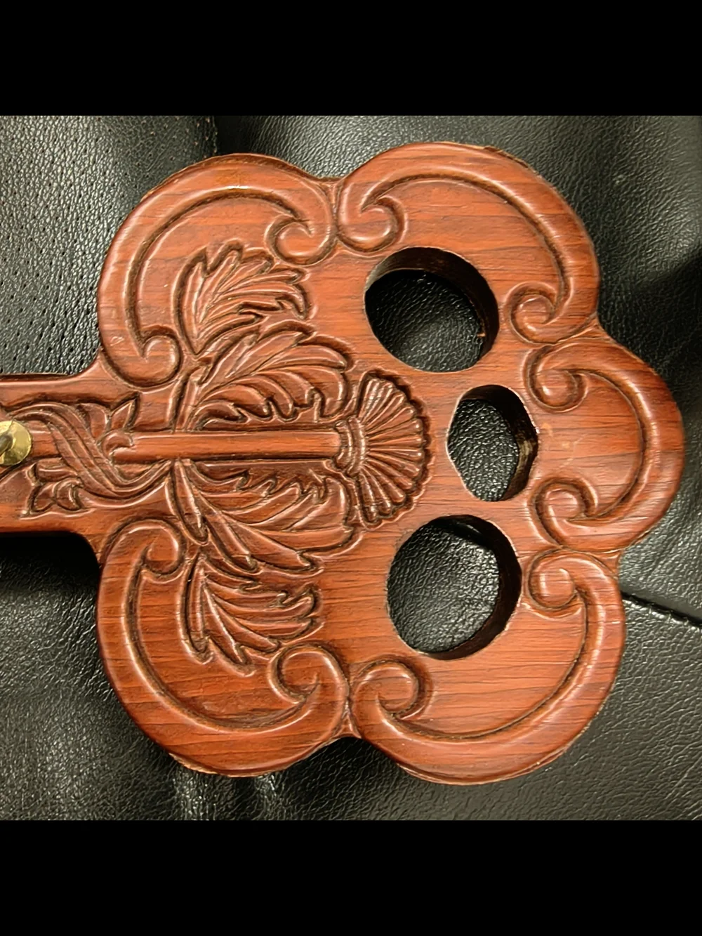 Vintage Carved Wooden Skeleton Key Organizer